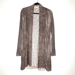 XCVI Open Front Textured Distressed Knit Cardigan Cotton Modal In Brown Size S